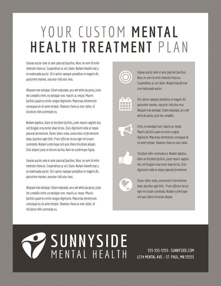 Your Custom Mental Health Treatment Plan template or example. 