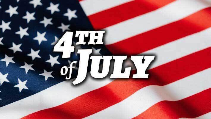The words 4th of July with an American Flag as the background.