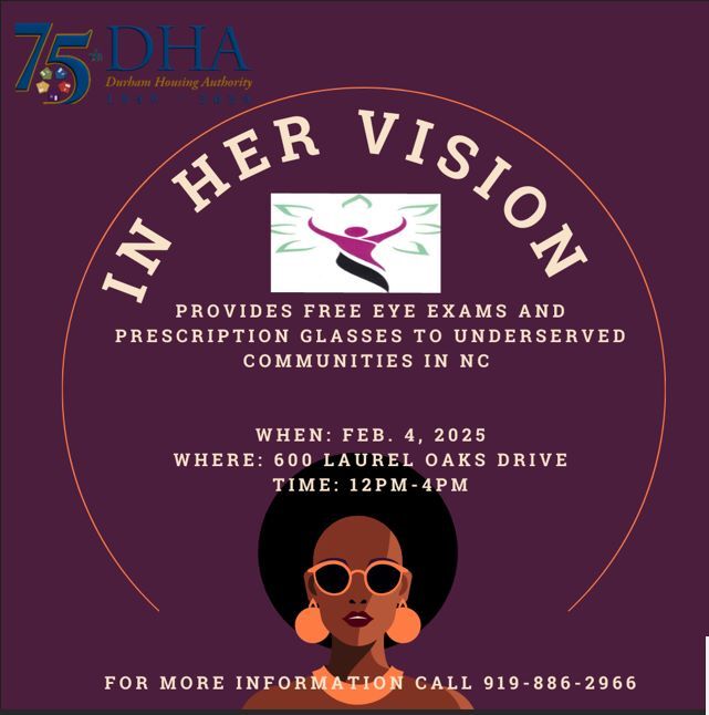 In Her Vision Eye Exam Flyer, all information as listed below.