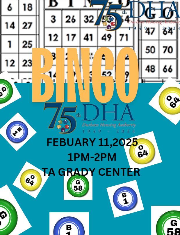 Bingo Flyer, all information as listed below.