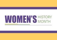 Purple and yellow Women's history month banner.