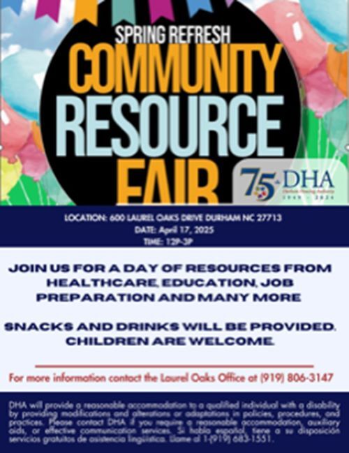 DUHANC Community Resource Fair Flyer. All information in this flyer is typed out below.