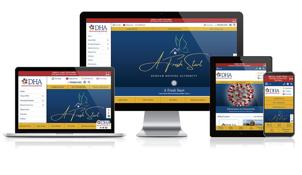 4 website views for DHA Desktop, Tablet, Laptop, Smartphone