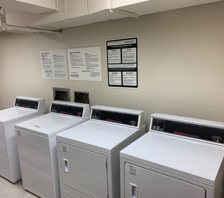 A row of washing machines.