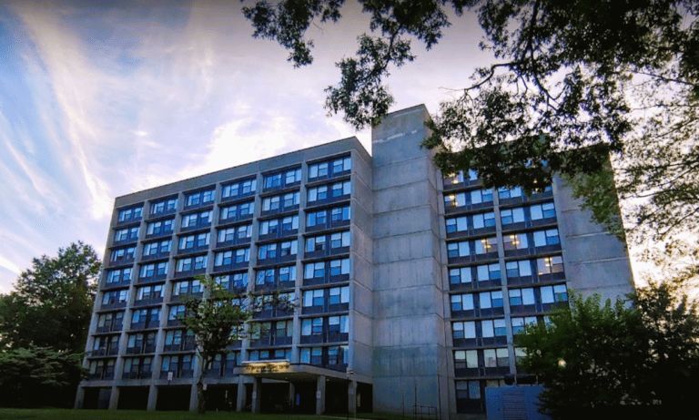 A front ground view of the JJ Henderson apartments.