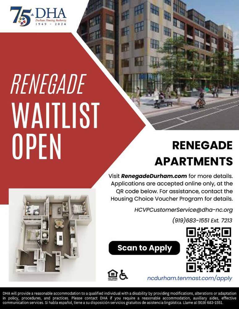 Renegade Apartments Flyer, all information as listed below.