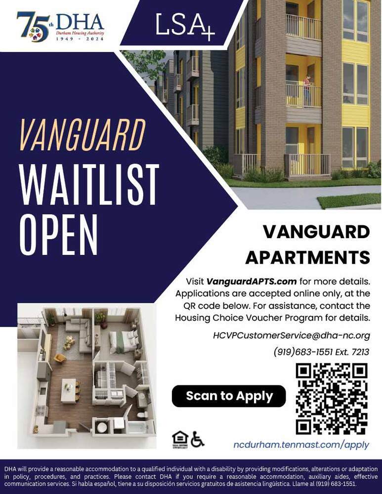 Vanguard Apartments Flyer, all information as listed below.