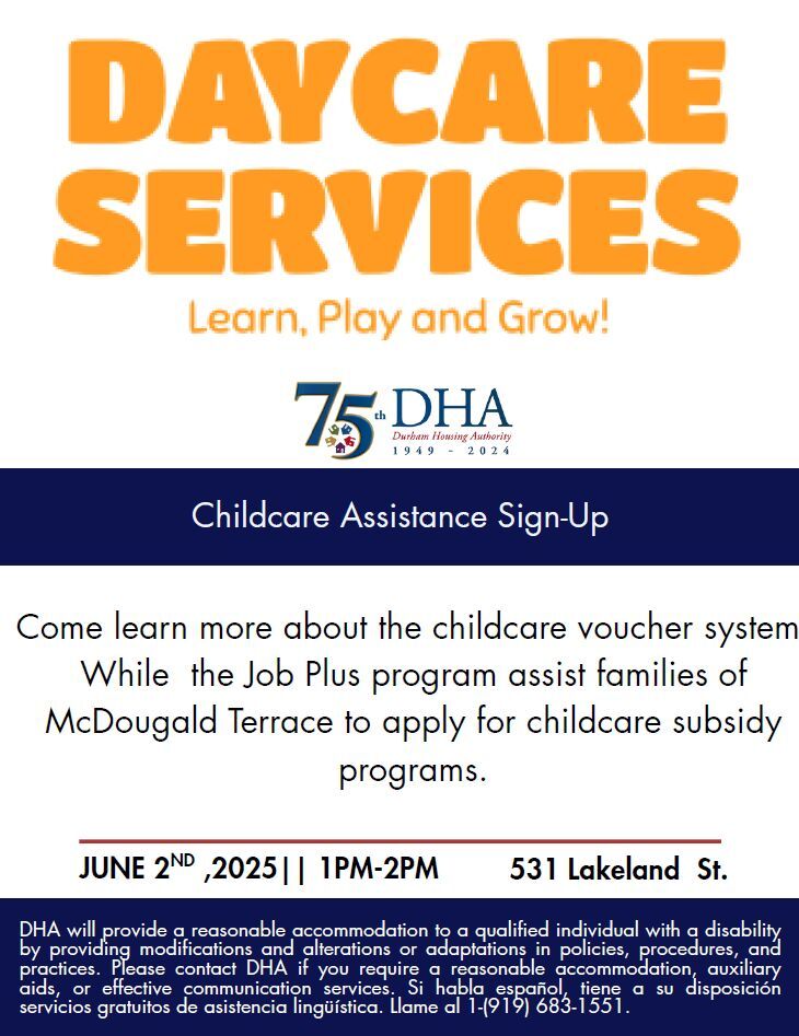 Daycare Sign-Up Assistance Flyer, all information as listed below.