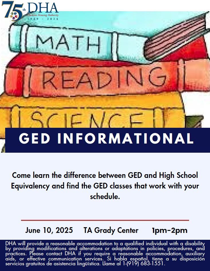 GED Informational Flyer, all information as listed below.