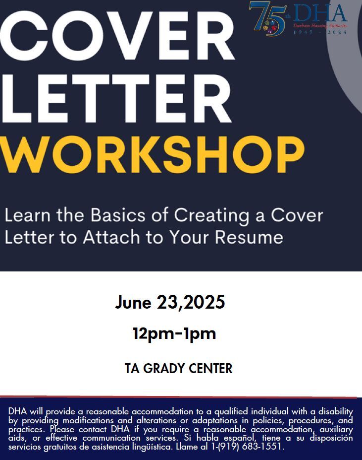 Cover Letter Workshop, all information as listed below.