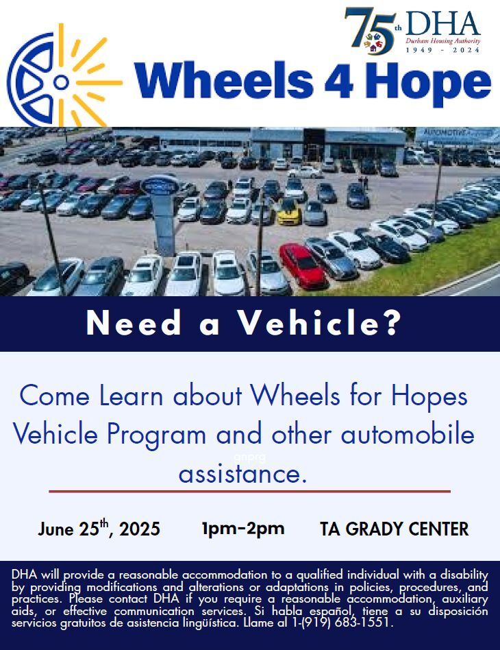 Wheels 4 Hope Flyer, all information as listed below.