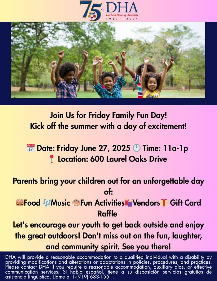 Family Fun Day Flyer, all information as listed below.