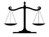A black balance scale.