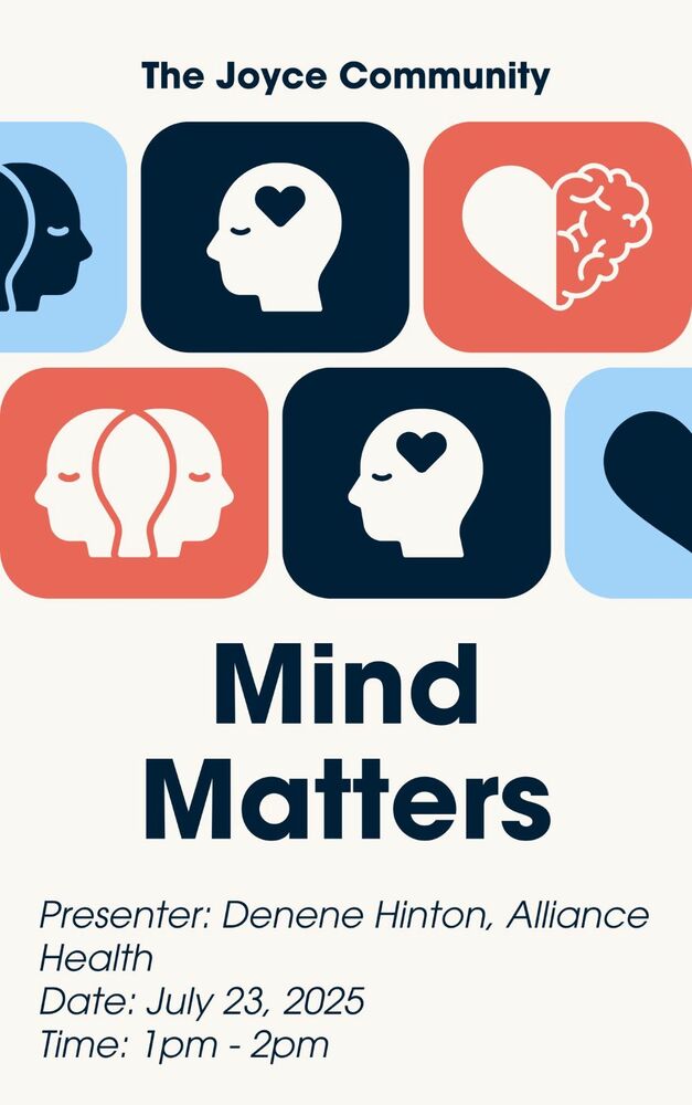 Mental Health and Wellness Session at The Joyce flyer, all information as listed below.