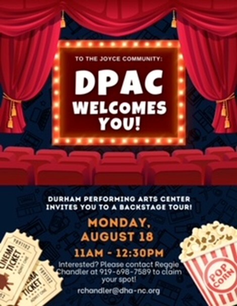 DPAC Flyer, all information as listed below.