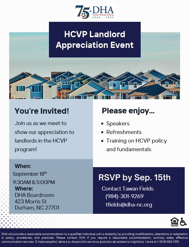 Landlord Appreciation Event flyer. All information as listed below.