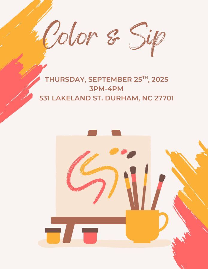 Color and Sip Flyer. All information as listed below.