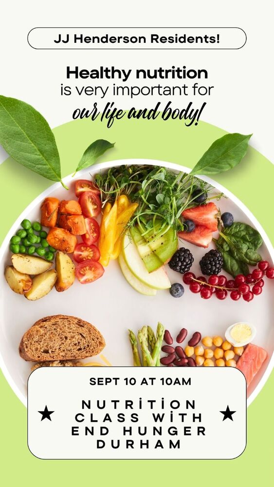 Nutrition Class flyer, all information as listed below.