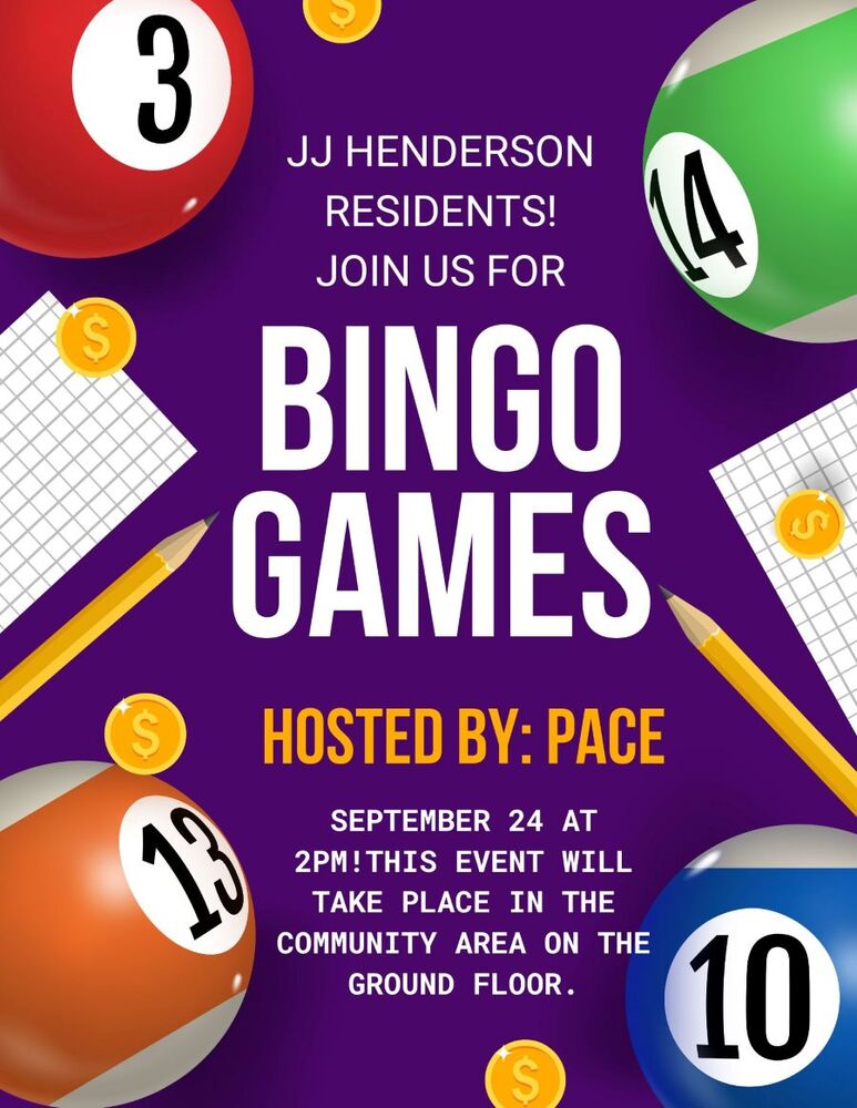 Bingo flyer, all information as listed below.