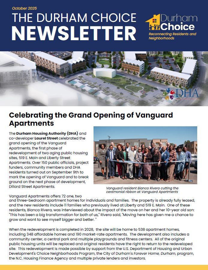 October 2025 Durham Choice Newsletter, all information as listed below.