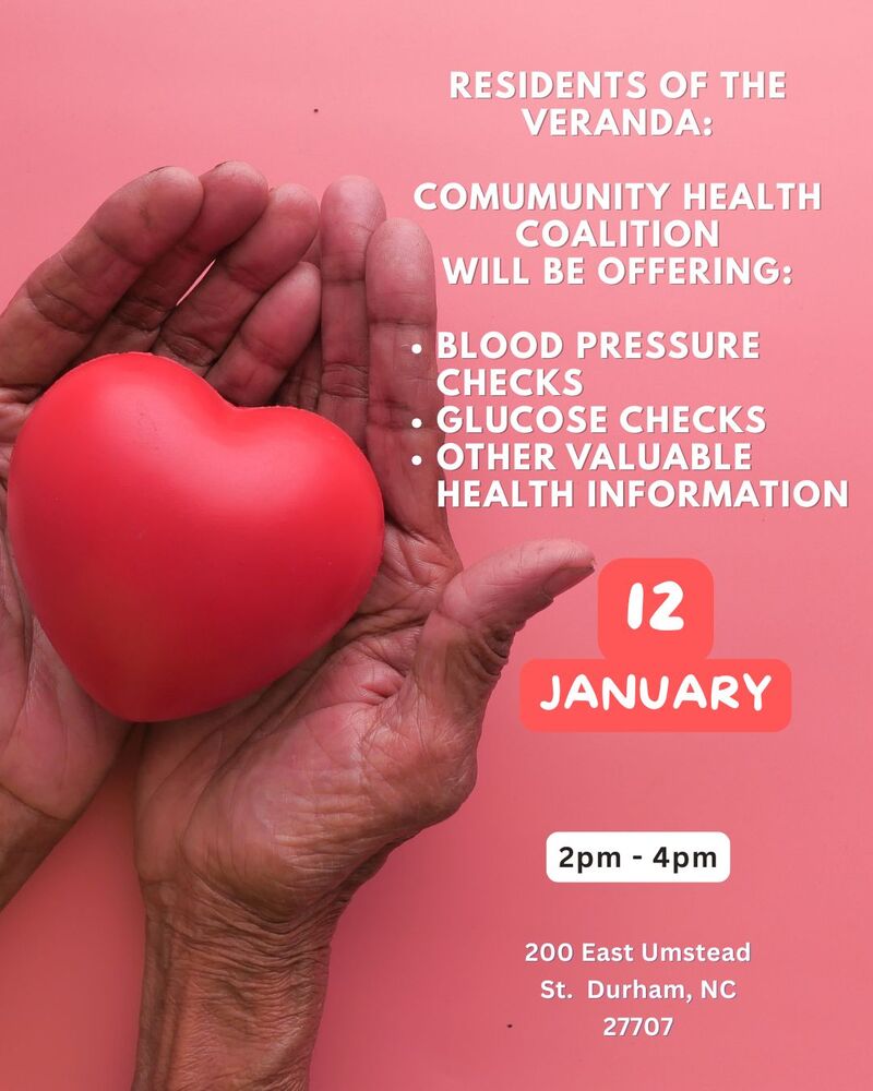 The Veranda Community Health Coalition flyer, all information as listed below.