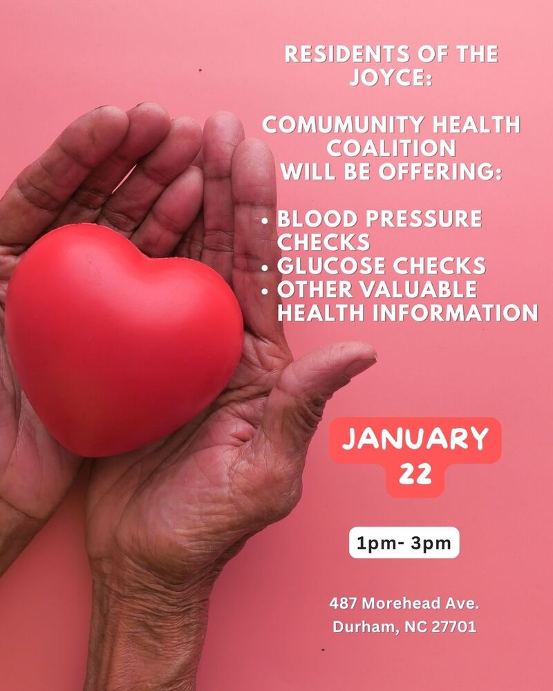 The Joyce Community Health Coalition flyer, all information as listed below.