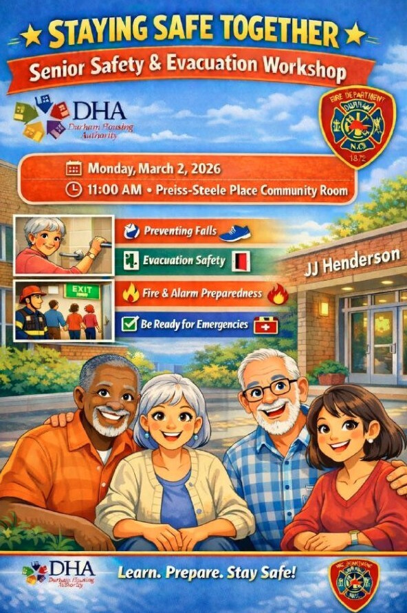 Senior Safety and Evacuation Workshop Flyer. All information as listed below.