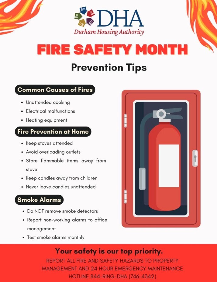 Fire Safety Month flyer. All information as listed below.