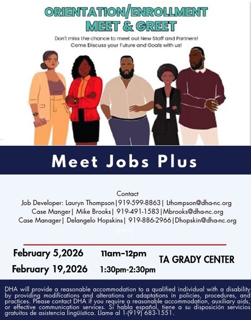 Jobs plus meet and greet flyer. All information as listed below.