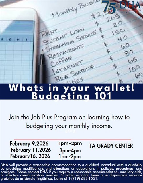 Budgeting flyer. All information as listed below.