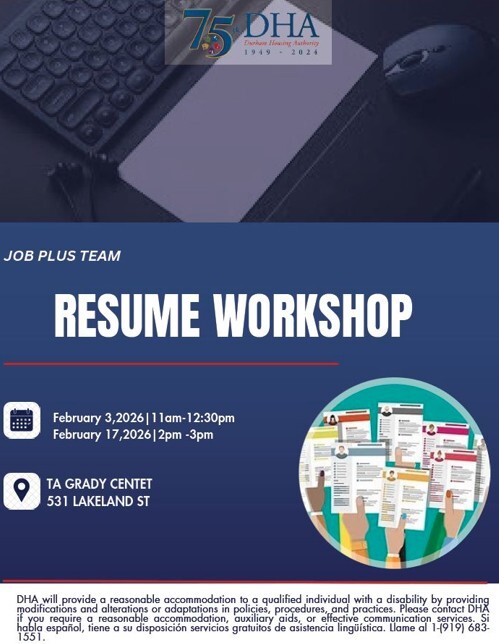 Resume Workshop Flyer. All information as listed below.