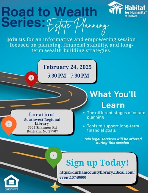 Road to wealth flyer. All information as listed below.