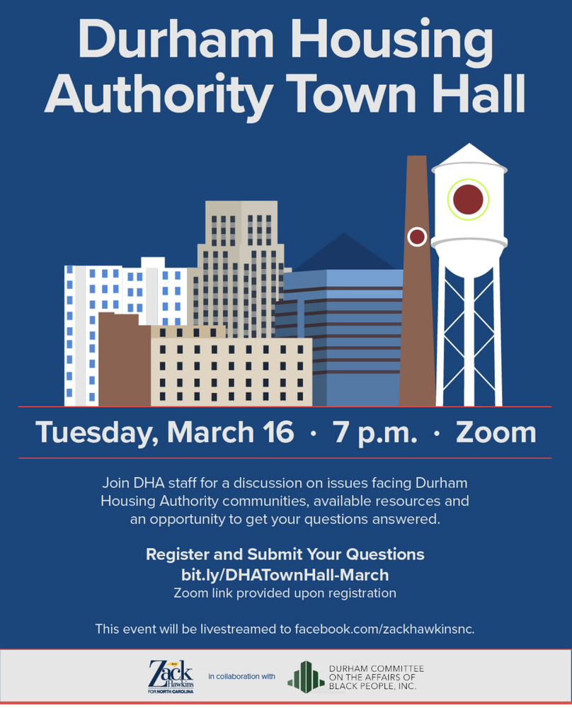 March town hall flyer with all content as listed below.