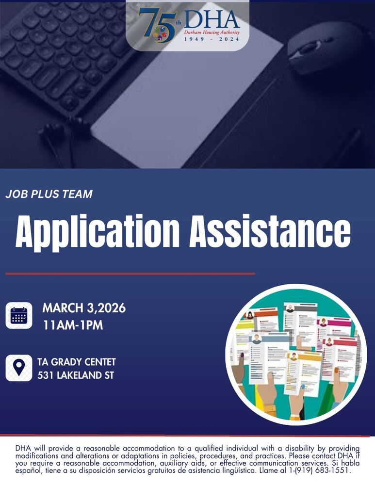 Application Assistance Flyer, all information as listed below.