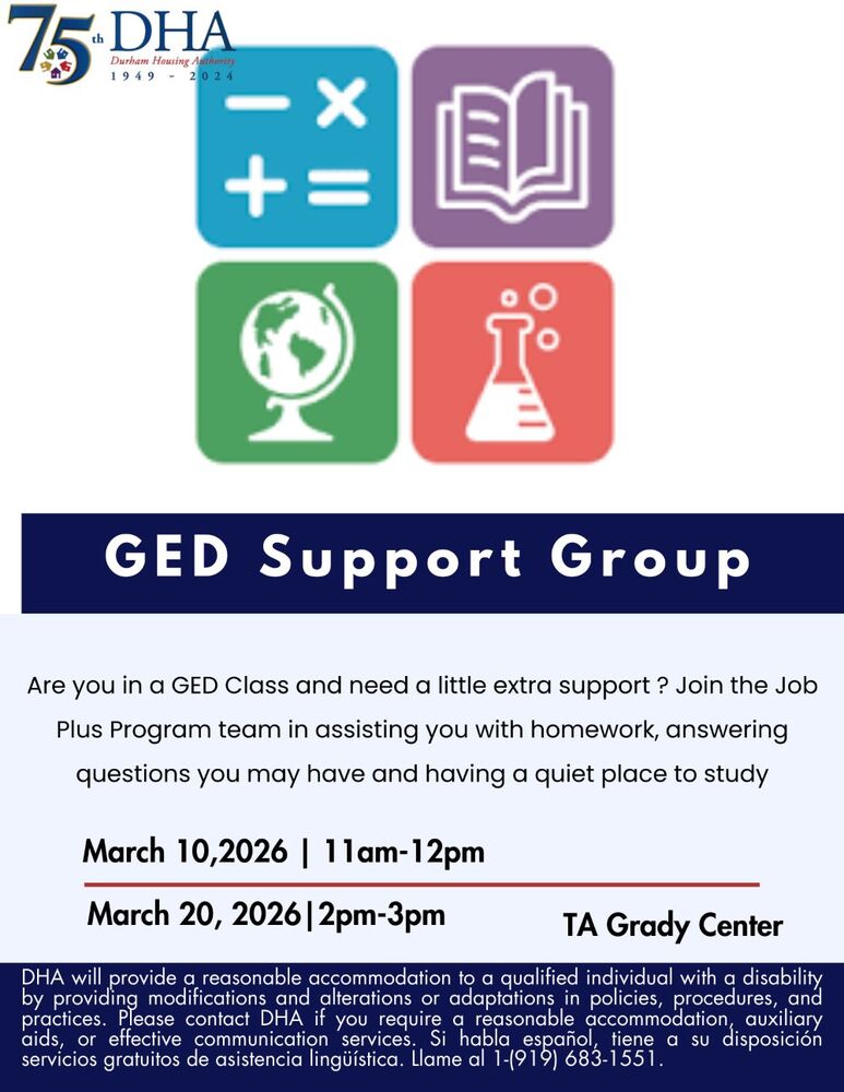GED Support Flyer, all information as listed below.
