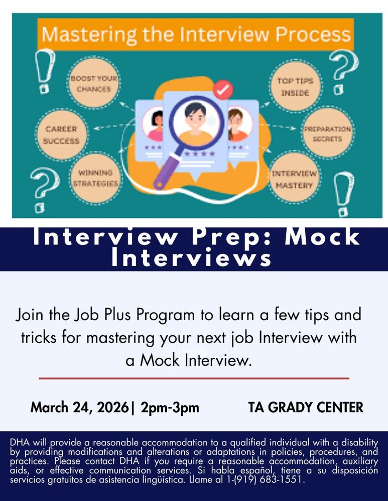 Mastering the Interview Process Flyer, all information as listed below.