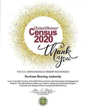 2020 US Census Certificate. All information as listed below. 