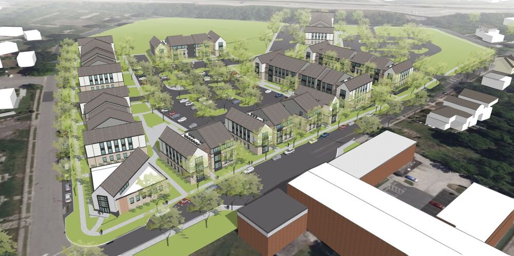 An aerial rendering of the Villages of Hayti.