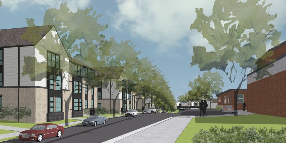 A rendering of the Villages of Hayti across from school.