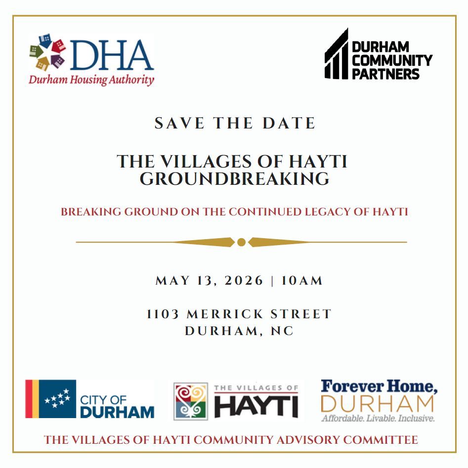 Villages of Hayti Groundbreaking Invitation, all information as listed below.
