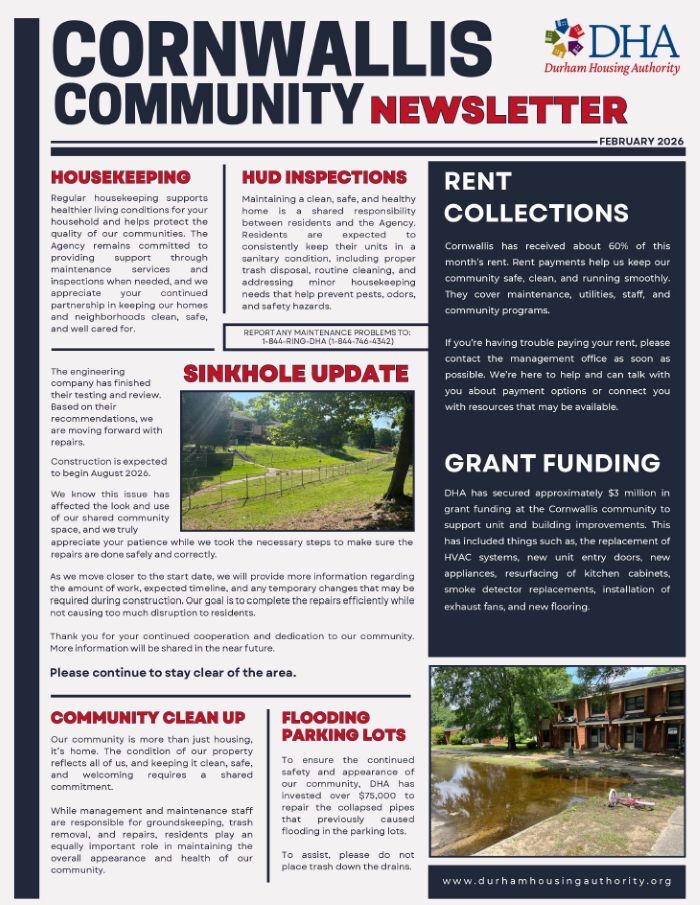 February 2026 Cornwallis Community Newsletter. All information as listed below.