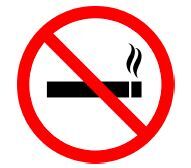 No smoking sign. It includes a red circle with a line going through it over a lit cigarette.