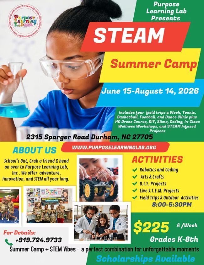 STEM Summer Camp Flyer. All information as listed below.