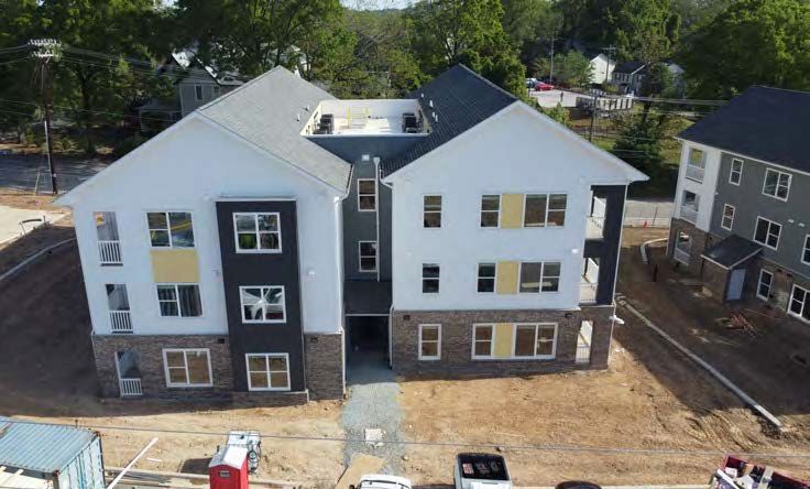 An aerial view of a Residential Building at Stride.