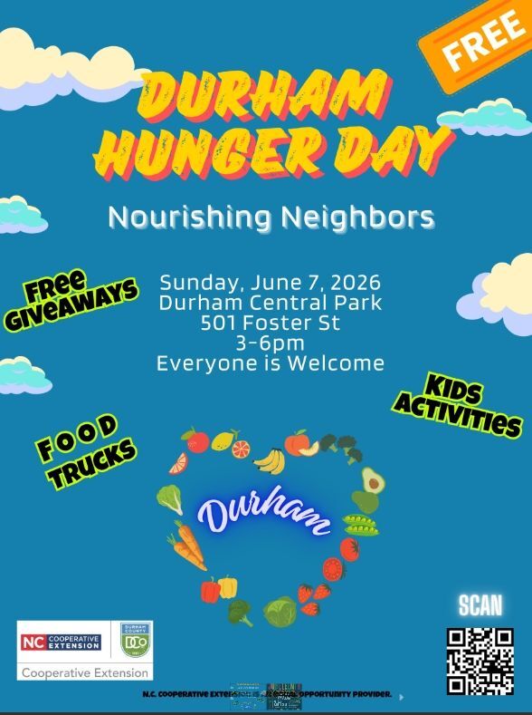 Durham Hunger Day Flyer. All information as listed below.