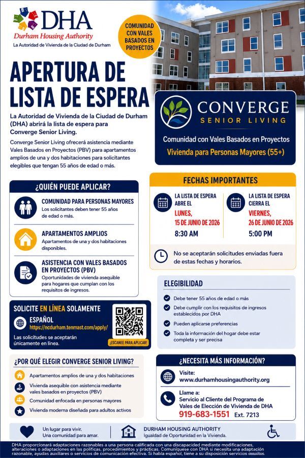 Converge Waitlist Flyer Spanish. All information as listed below.