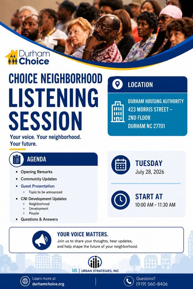 CNI July Listening Session Flyer. All information as listed below.