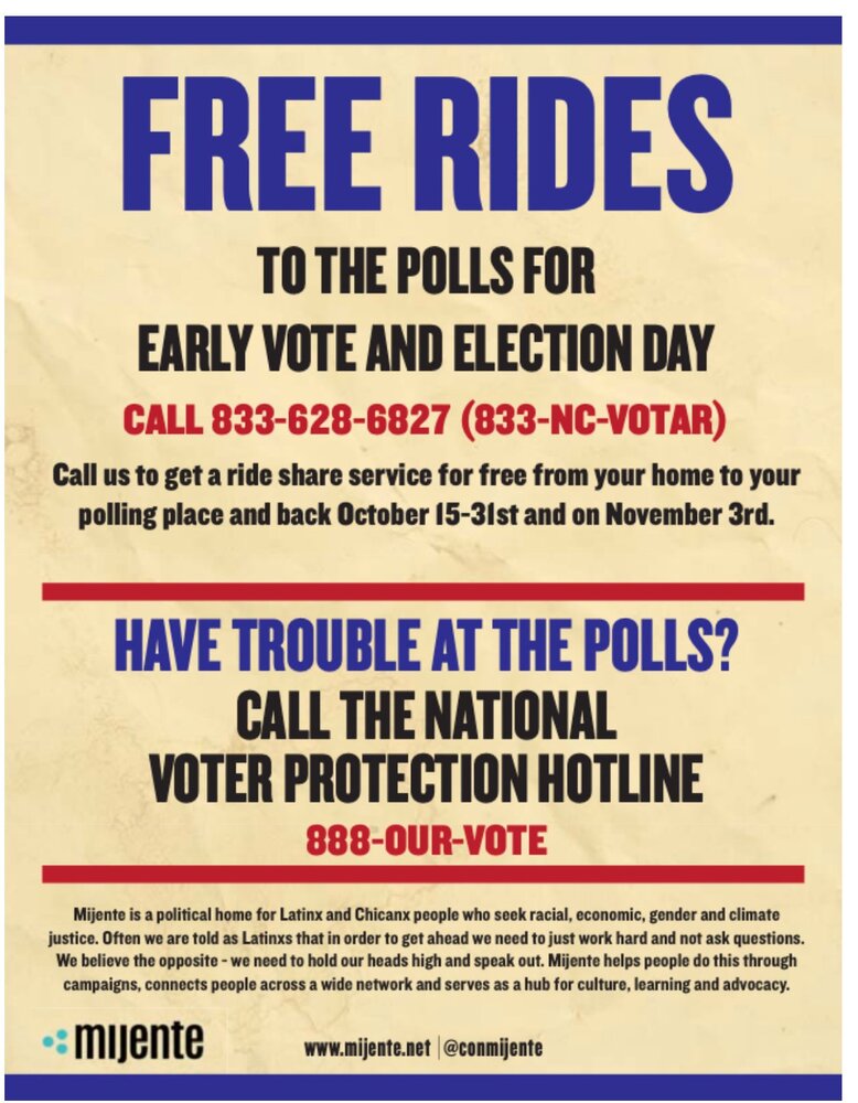 Free Rides flyer with all information as listed below. 