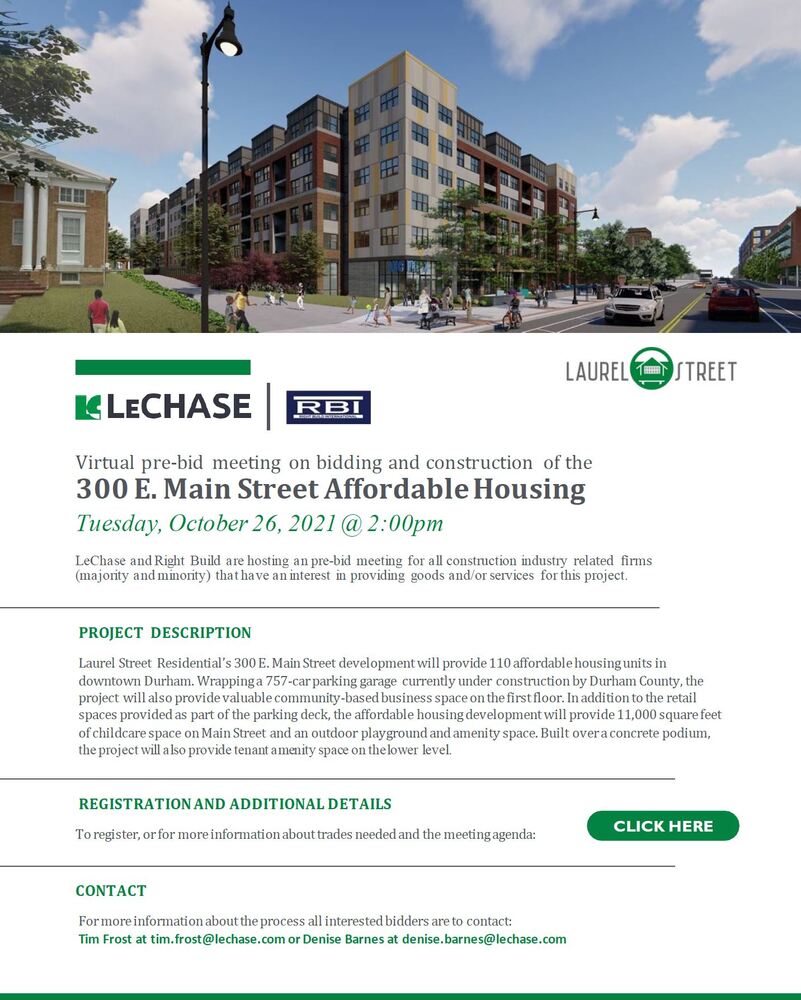 flyer for pre-bid meeting 10-26 on main st housing all info below