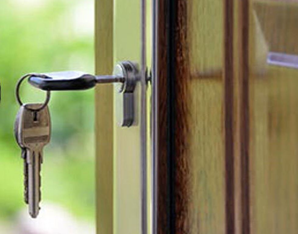 Home keys in a door